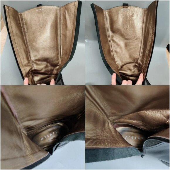 JIGSAW UK Western Zipper Boots Floral Embossed Black Suede Leather Size 38 US 7 - Picture 15 of 16